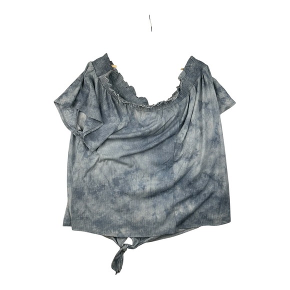 Lane Bryant Off the Shoulder Tie Front Blouse size 26/28‎ Blue/Gray - Picture 4 of 6
